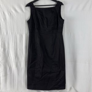 Jacob Size 11/12 Sleeveless Square Neck Midi Sheath Dress Black Stretch Lined